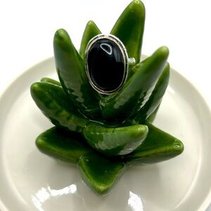 Sterling silver black onyx ring size 8.25 Bohemian festival ring